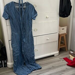 Full length light denim jumpsuit ( with belt )